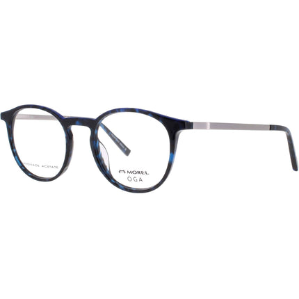 Oga-Morel Men's Eyeglasses - Round Blue/Grey Acetate Full Rim Frame | 10138O BG03 ,