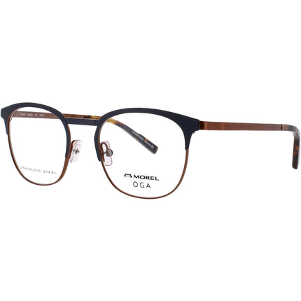 Oga-Morel Men's Eyeglasses - Blue/Brown Stainless Steel Full Rim Frame | 10154O BM03 ,