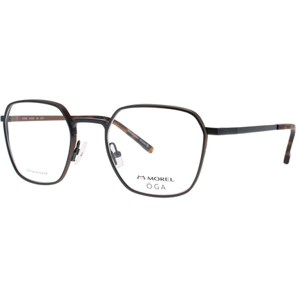 Oga-Morel Men's Eyeglasses - Geometric Grey/Brown Titanium Frame | 10165O GO11 ,