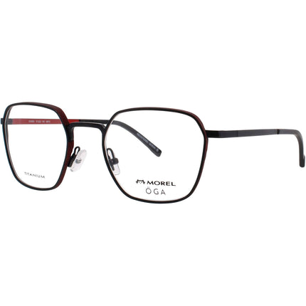 Oga-Morel Men's Eyeglasses - Black/Red Titanium Full Rim Frame | 10165O NR10 ,