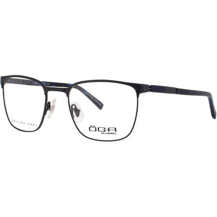 Oga-Morel Men's Eyeglasses - Gunmetal/Blue Stainless Steel Frame | 10074O GB14 ,