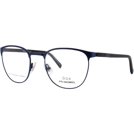 Oga-Morel Men's Eyeglasses - Oval Navy Blue/Black Full Rim Frame | 10075O BN17 ,