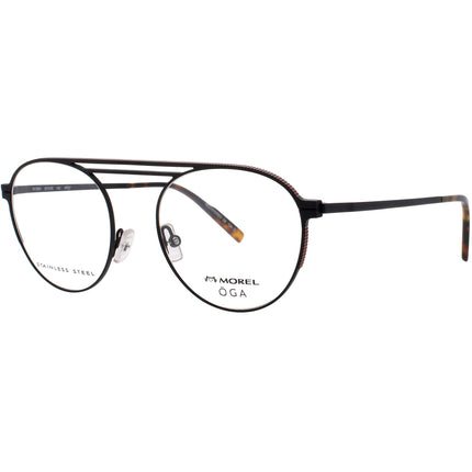 Oga-Morel Men's Eyeglasses - Navigator Black/Red Stainless Steel Frame | 10136O NR07 ,