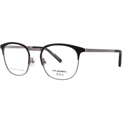 Oga-Morel Men's Eyeglasses - Black/Grey Stainless Steel Full Rim Frame | 10154O NG01 ,