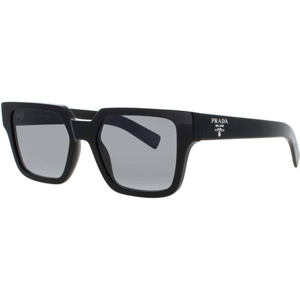 Prada Unisex Sunglasses - Square Shiny Black Acetate Full Rim Frame | PR 03ZS 1AB06T ,