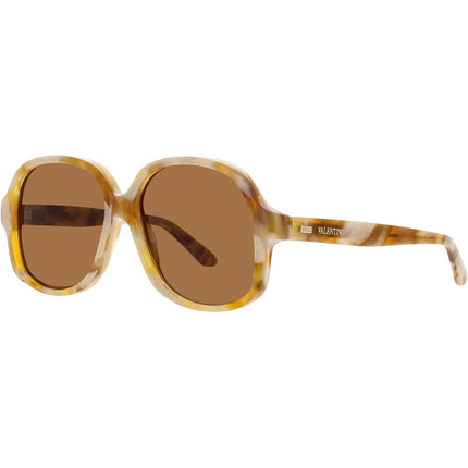 Valentino Unisex Sunglasses - Ivory/Gold Oversized Shape Full Rim Frame | VLS 177 177B ,