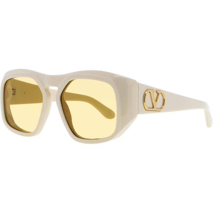 Valentino Unisex Sunglasses - Ivory/Gold Oversized Shape Full Rim Frame | VLS 179 179C ,