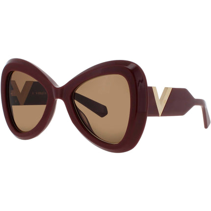 Valentino Unisex Sunglasses - Bordeaux/Gold Oversized Frame | V GOLD III VLS 138B ,