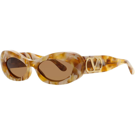 Valentino Women's Sunglasses - Ivory/Gold Plastic Oval Full Rim Frame | VLS 178 178D ,