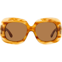 Valentino Women's Sunglasses - Havana/Gold Plastic Oversized Frame | VLS 180 180D ,