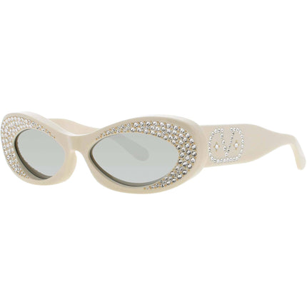 Valentino Women's Sunglasses - Ivory/Gold Plastic Oval Full Rim Frame | VLS 178 178E ,