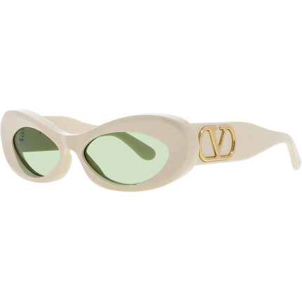 Valentino Women's Sunglasses - Ivory/Gold Plastic Oval Full Rim Frame | VLS 178 178B ,