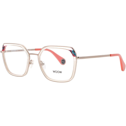 Woow Women's Eyeglasses - Clear/Rose Geometric Full Rim Frame | BREAK FREE 3 0305 ,