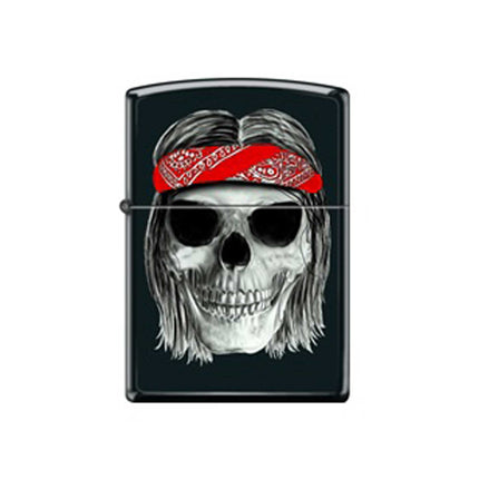 Zippo Windproof Lighter - Hippy Skull Design Black Metal Finish | 219 ,