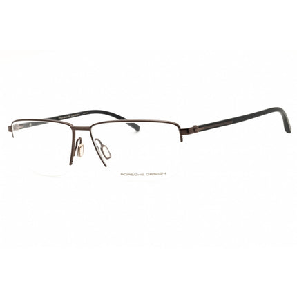 Porsche Men's Eyeglasses - Brown/Black Metal Rectangular Half Rim Frame | P8399 C ,