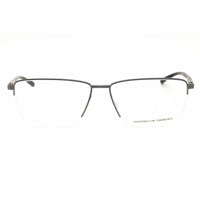 Porsche Men's Eyeglasses - Gunmetal/Black Metal Rectangular Half Rim Frame | P8399 59D ,