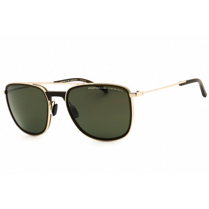 Porsche Men's Sunglasses - Gold/Black Metal Rectangular Full Rim Frame | P8690 57B ,