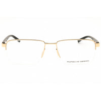 Porsche Men's Eyeglasses - Gold/Grey/Red Metal Rectangular Half Rim Frame | P8747 56C ,