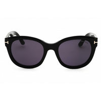 Tom Ford Women's Sunglasses - Shiny Black Acetate Round Full Rim Frame | FT1114 01A ,