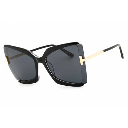 Tom Ford Women's Sunglasses - Black Transparent/Gold Oversized Frame | FT0766 03A ,