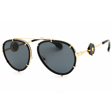 Versace Unisex Sunglasses - Black Metal Aviator Shape Full Rim Frame | 0VE2232 143887 ,