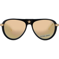 Elton John Unisex Sunglasses - Black/Gold Metal/Acetate Frame | CAPTAINFA 2 BTBLK ,