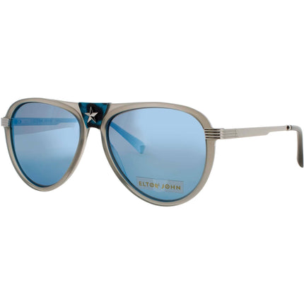 Elton John Unisex Sunglasses - Grey/Gold Metal/Acetate Frame | CAPTAINFA 3 GRYCR ,