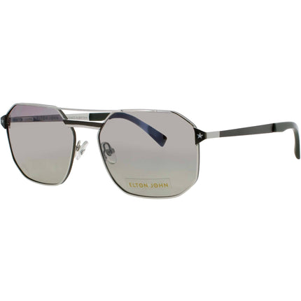 Elton John Unisex Sunglasses - Navigator Silver Metal Full Rim Frame | DODGER 3 SLV ,