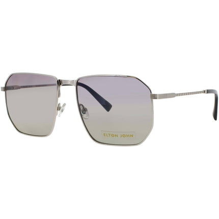 Elton John Unisex Sunglasses - Geometric Shape Silver Metal Frame | HERCULES 6 SLV ,
