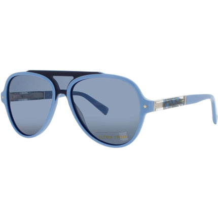 Elton John Unisex Sunglasses - Aviator Blue Metal/Acetate Frame | JOURNEY 1 BLUTT ,