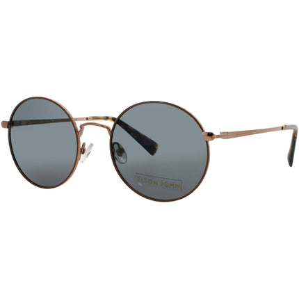 Elton John Unisex Sunglasses - Round Bronze Metal Full Rim Frame | MALIBU 3 BRZSY ,