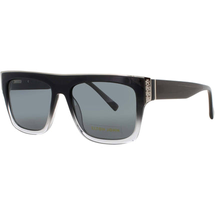 Elton John Unisex Sunglasses - Square Shape Black Acetate Frame | PAPARAZZI 2 BLKFD ,