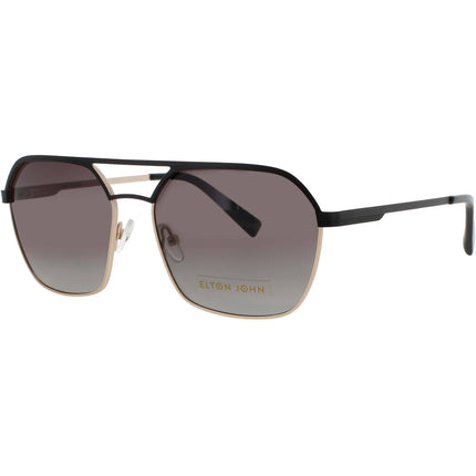 Elton John Unisex Sunglasses - Navigator Black/Gold Metal Frame | RED CARPET LBKGD ,