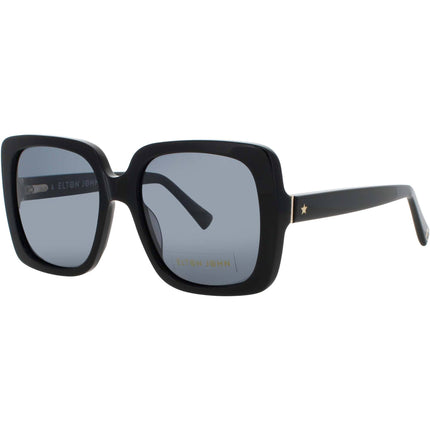 Elton John Women's Sunglasses - Black/Red Acetate Full Rim Frame | SUPERSTAR 5 BLK ,