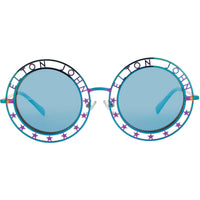 Elton John Women's Sunglasses - Round Shape Pink Metal Frame | WALK OF FAME 5 PKBLU ,