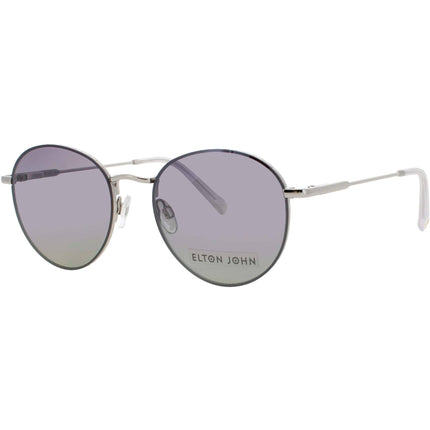 Elton John Women's Sunglasses - Oval Shape Silver Metal Frame | WALK OF FAME SILBL ,