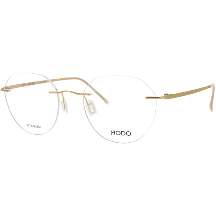 Modo Unisex Eyeglasses - Gold Metal Oval Shape Rimless Frame Demo Lense | 4633 GOLD0 ,