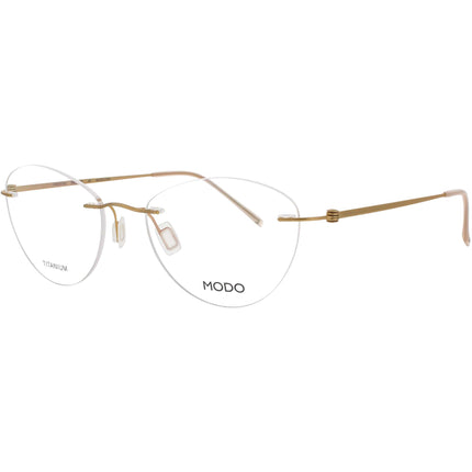 Modo Women's Eyeglasses - Gold Metal Oval Rimless Frame Demo Lense | 4600 GOLD0 ,