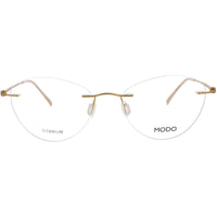 Modo Women's Eyeglasses - Gold Metal Oval Rimless Frame Demo Lense | 4600 GOLD0 ,