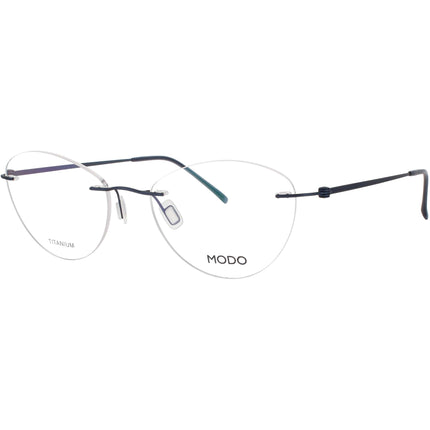 Modo Women's Eyeglasses - Greyish Blue Metal Oval Shape Rimless Frame | 4600 GYBLU ,