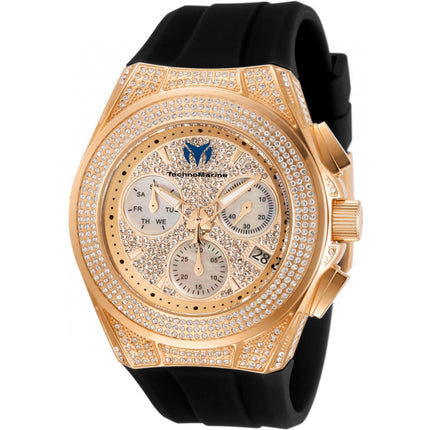 Technomarine Women's Watch - Cruise Diva Pave Quartz Black Silicone Strap | TM-118109 ,