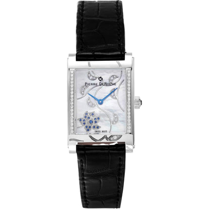 Pierre Deroche Women's Watch - Shiny Pebbles Black Leather Strap | SHP30011ACI1-001 ,