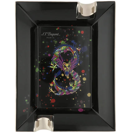 S.T. Dupont Ashtray - Dragon Black Porcelain Emblematic with Confetti Cloud | 006487 ,