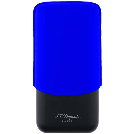S.T. Dupont 3 Cigar Case - Fluo Neon Blue Leather and Matte Black Metal | 183416 ,