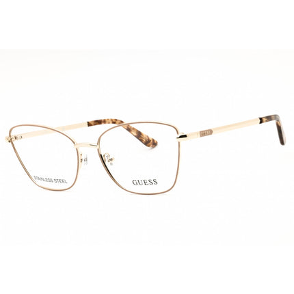 Guess Women's Eyeglasses - Cat Eye Shiny Beige Metal Full Rim Frame | GU50163 057 ,
