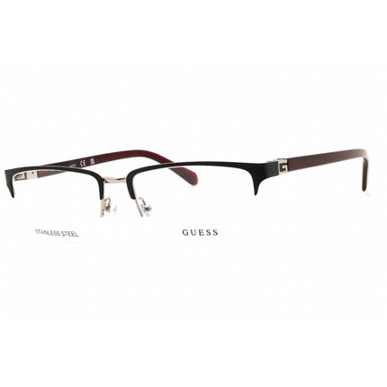 Guess Men's Eyeglasses - Rectangular Matte Black Metal Half Rim Frame | GU50191 002 ,
