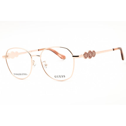 Guess Women's Eyeglasses - Shiny Rose Gold Full Rim Round Frame | GU50256-D 028 ,