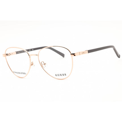 Guess Women's Eyeglasses - Aviator Shiny Rose Gold Metal Full Rim Frame | GU3037 020 ,