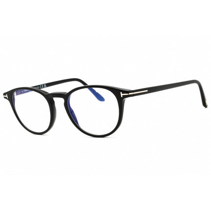 Tom Ford Men's Eyeglasses - Round Shiny Black Acetate Full Rim Frame | FT5803-B 001 ,