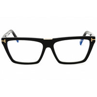 Tom Ford Women's Eyeglasses - Rectangular Shiny Black Acetate Frame | FT5912-B 001 ,